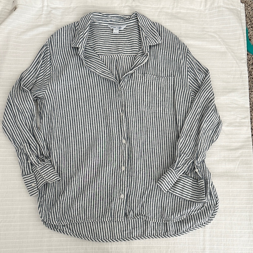 Set of TWO Oversized Striped Button Up Shirts